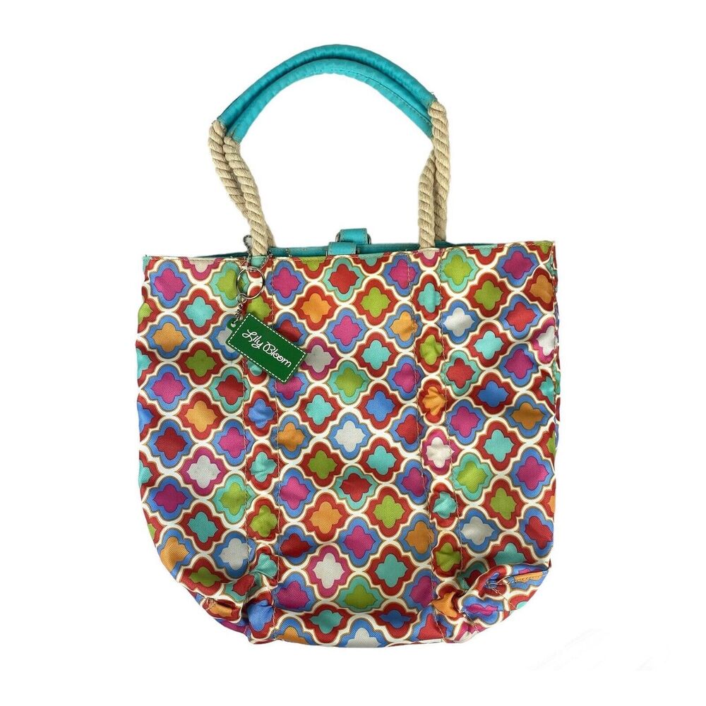 Lily Bloom Beach Multicolor Bag Rope Handles Mediterranean Beach Purse